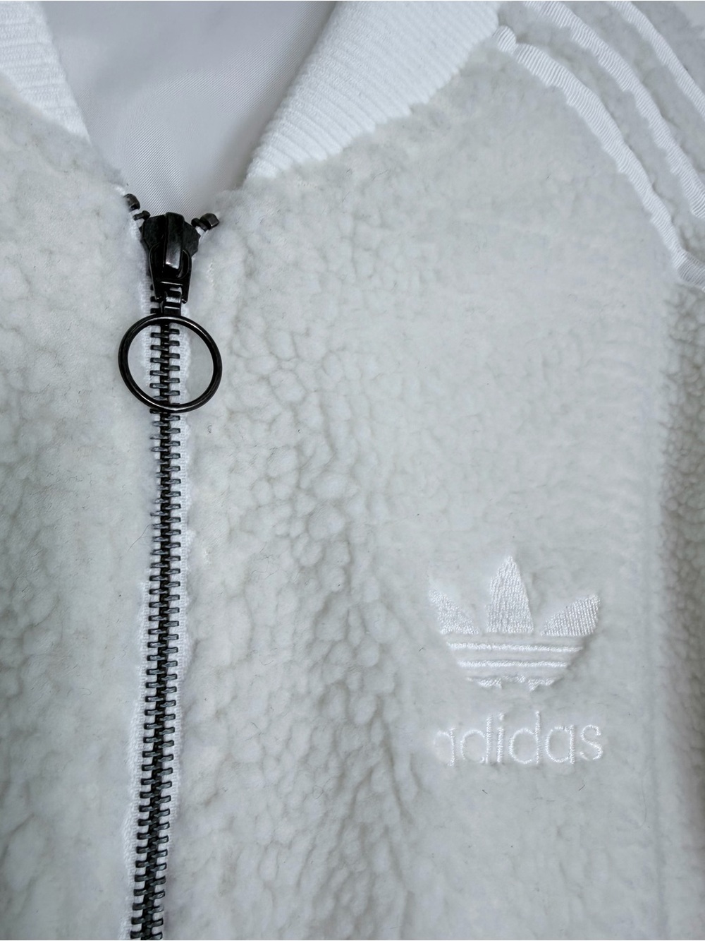 adidas Originals Superstar Sherpa Fleece Track Bomber Jacket 3 Stripe Teddy - Picture 4 of 10